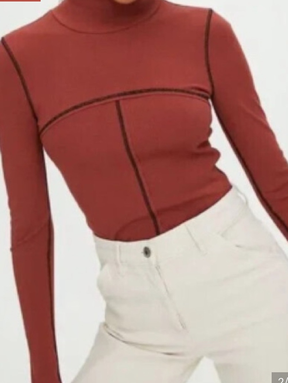 Aritzia Wilfred Free Women's Orange Cider Ribbed Moon Turtleneck Top Small